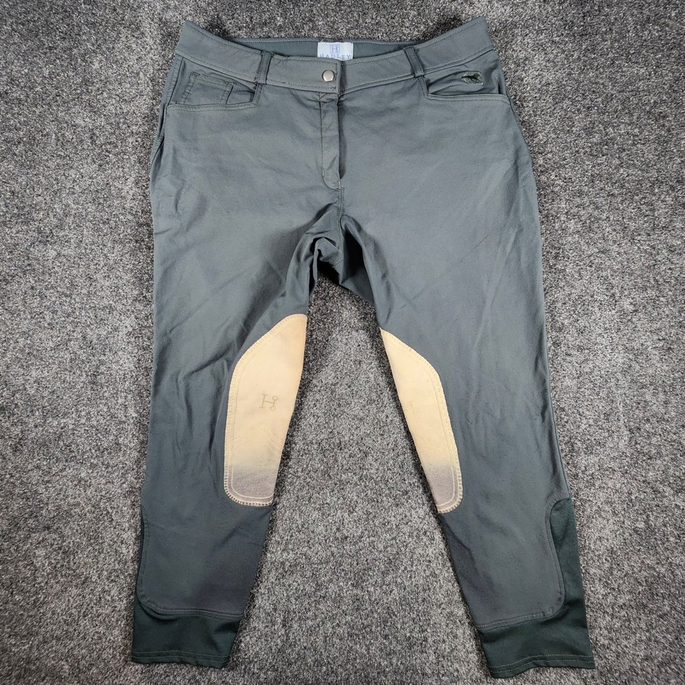 Hadley SmartPak Breeches Riding Pants Womens 36/10 Gray Knee Patch Equestrian